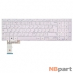 Клавиатура для Samsung NP450R5E белая без рамки (Вертикальный Enter)