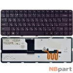 Клавиатура для HP Pavilion dm4-1000 черная с черной рамкой с подсветкой