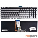 Клавиатура для HP Pavilion 15-ab серебристая без рамки с подсветкой