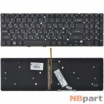 Клавиатура для Acer Aspire V5-551 (ZRP) черная без рамки с подсветкой