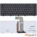 Клавиатура для Dell Inspiron M4040 черная с черной рамкой с подсветкой