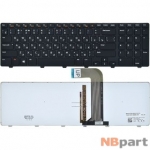 Клавиатура для Dell Inspiron 17R (N7110) черная с черной рамкой с подсветкой