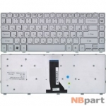 Клавиатура для Gateway NV47H серебристая с серебристой рамкой