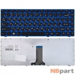 Клавиатура для Lenovo G470 черная с голубой рамкой