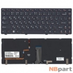 Клавиатура для Lenovo IdeaPad Y480 черная с черной рамкой с подсветкой