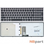 Клавиатура для Lenovo IdeaPad U510 черная с серебристой рамкой с подсветкой