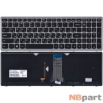 Клавиатура для Lenovo G500s черная с серой рамкой с подсветкой