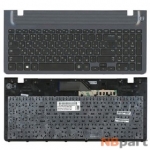 Клавиатура для Samsung NP350V5C черная с голубой рамкой