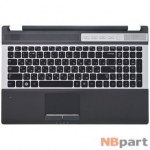 Клавиатура для Samsung RF510 черная с серебристой рамкой (Топкейс черный)