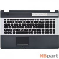 Клавиатура для Samsung RF710 черная с серебристой рамкой (Топкейс черный)