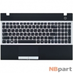 Клавиатура для Samsung NP300V5A черная с серебристой рамкой (Топкейс черный)