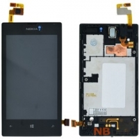 Модуль (дисплей + тачскрин) для Nokia Lumia 520 с рамкой черный (оригинал)