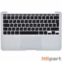 Клавиатура для MacBook Air 11 A1370 (EMC 2393) 2010 черная (Топкейс серебристый)